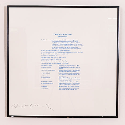 SIGNED SILK SCREEN – Cover sheet “Cowboys and Indians”